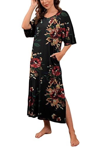 Women's Long Nightgown with Pockets