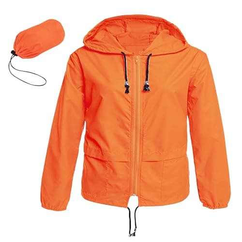 Zando Plus Size Women's Waterproof Hooded Raincoat Light & Packable