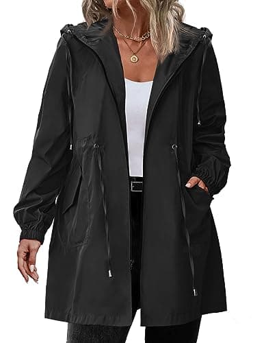 IN'VOLAND Plus Size Women's Lightweight Hooded Raincoat with Pockets