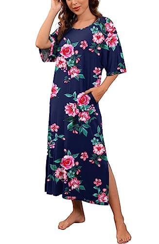 Women's Long Nightgown with Pockets