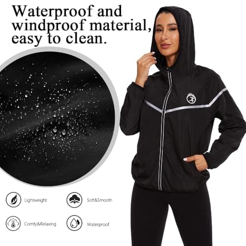 LAZAWG Women's Lightweight Waterproof Hooded Raincoat Windbreaker for Outdoor Activities