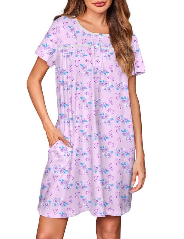 Soft Ekouaer Women's Short Sleeve Nightgown - S-2XL