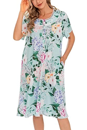 COSUNIONY Women's Soft Cotton Nightgown with Pockets