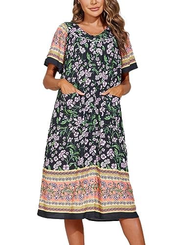 Refined title: Ekouaer Women's Short Sleeve Floral House Dress