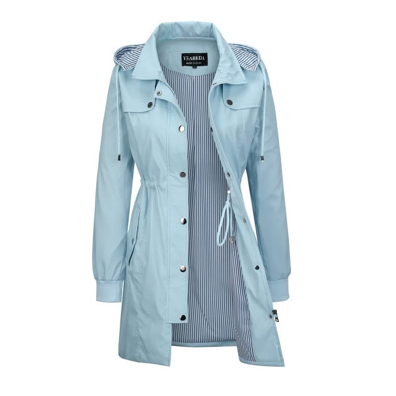 Yeabeda Women's Waterproof Raincoat with Hood Lightweight Windbreaker