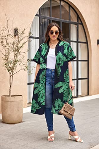 Ekouaer Women's Zipper Front Duster Robe with Pockets