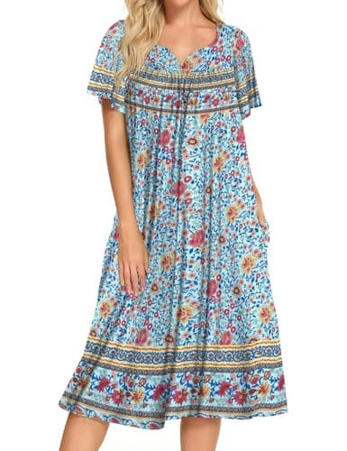 Bloggerlove House Dresses for Women Short Sleeve with Pockets Patio Dress S-XXL  
Bloggerlove House Dresses for Women Mumu Duster Short Sleeve Patio Dress S-XXL  
Bloggerlove House Dresses for Women Short Sleeve with Pockets S-XXL