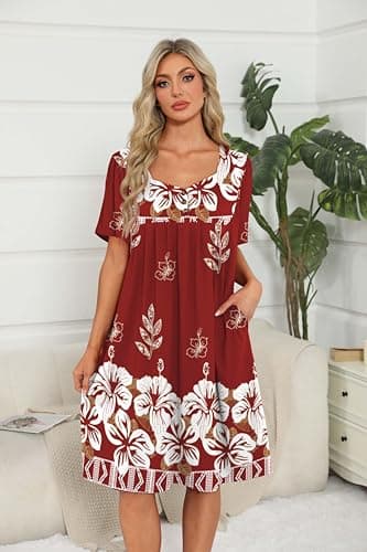Mumu Women's Short Sleeve Nightgown with Pockets