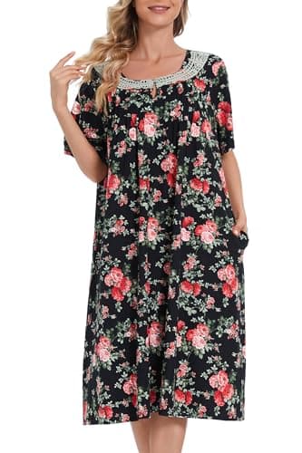 COSUNIONY Soft Cotton Nightgowns for Women with Pockets