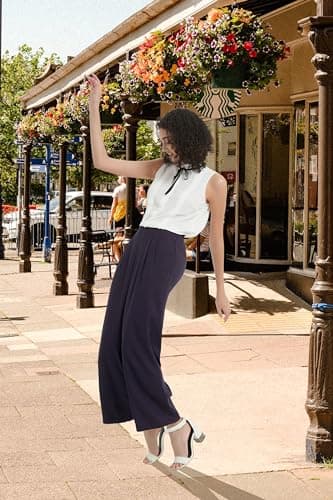 PACIBE Women's Cotton Linen Wide Leg Pants with Pockets
