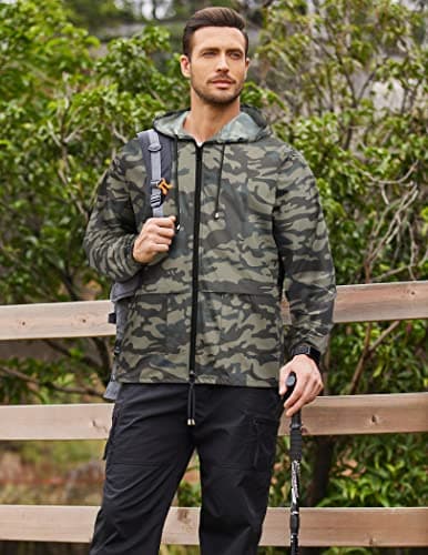 COOFANDY Men's Lightweight Packable Rain Jacket with Hood