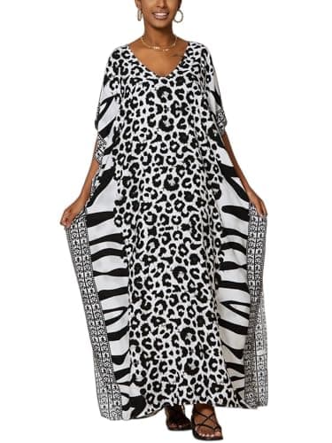 IMAGEKOPE Plus Size Vneck Batwing Dress for Women Bathing Suit Cover up Moroccan Caftan Dresses