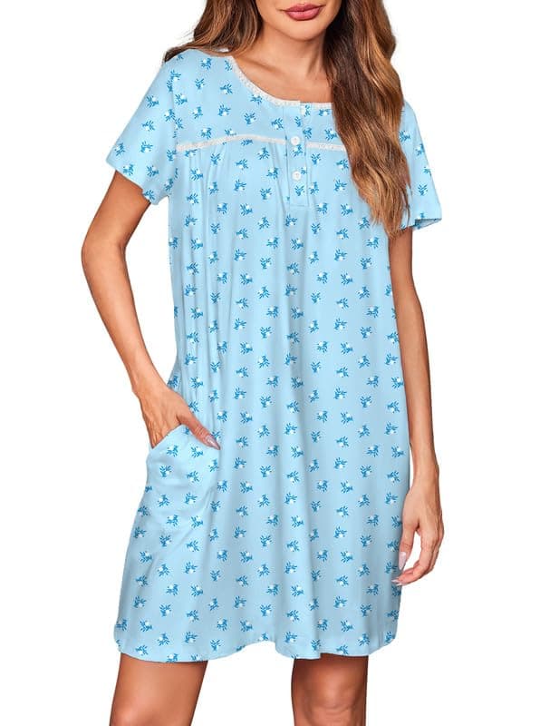 Soft Ekouaer Women's Short Sleeve Nightgown - S-2XL