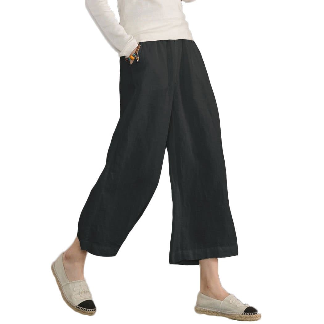 Sure, here's a refined and simplified version of the title:

ECUPPER Women's Loose Elastic Waist Cotton Cropped Wide Leg Pants