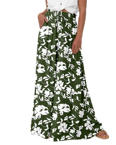 BTFBM Women's Summer Floral Wide Leg Palazzo Pants with Pocket