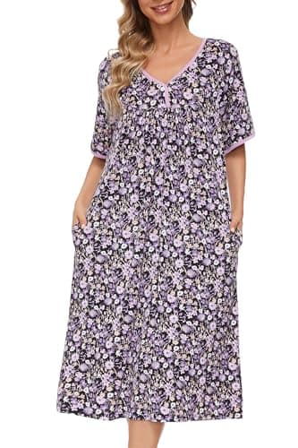 Soft Cotton Nightgowns for Women with Pockets
