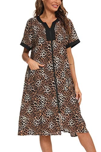 Women's House Dresses with Zipper Front, Lightweight Duster Robe
