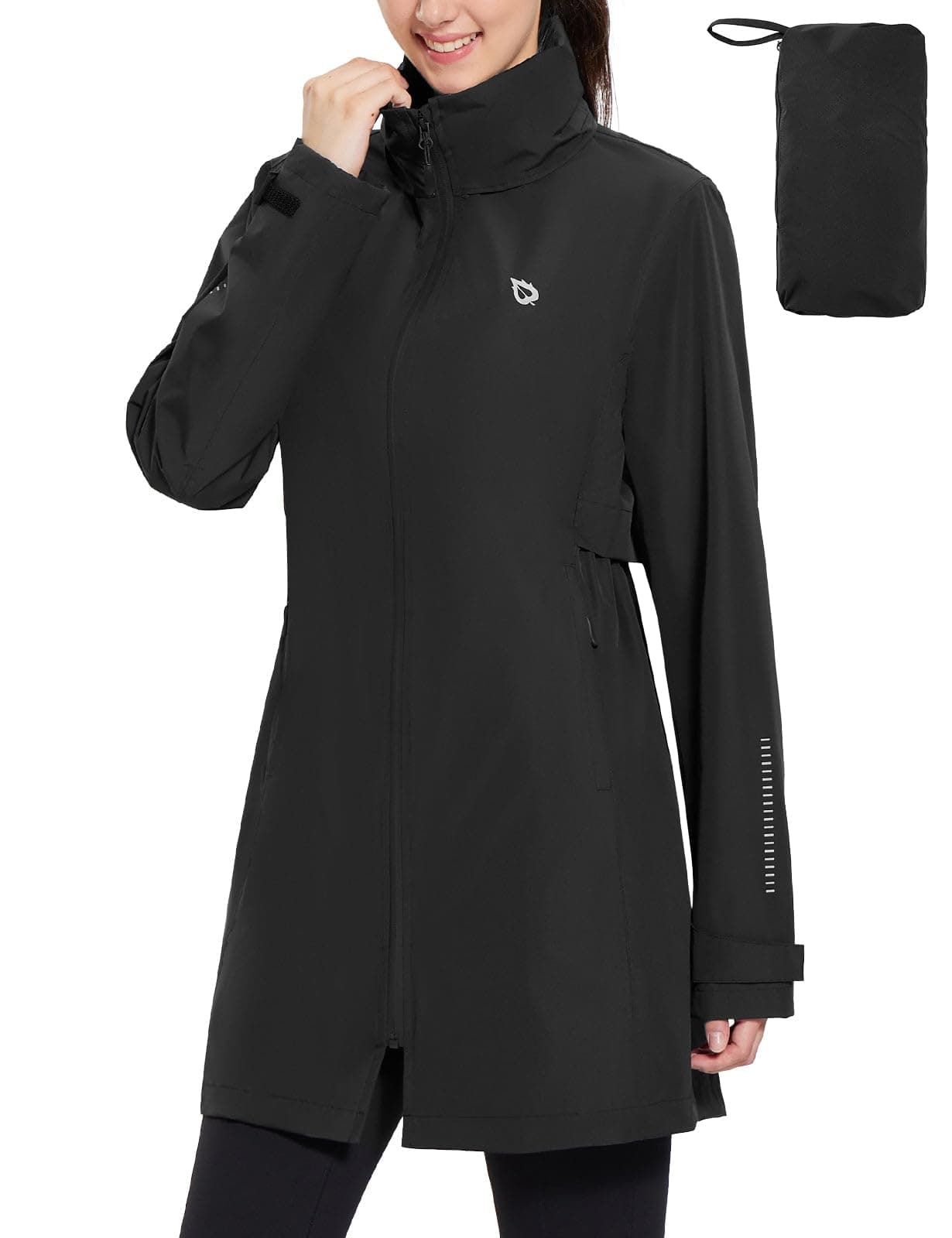 Baleaf Women's Hooded Long Rain Coat - Waterproof & Lightweight