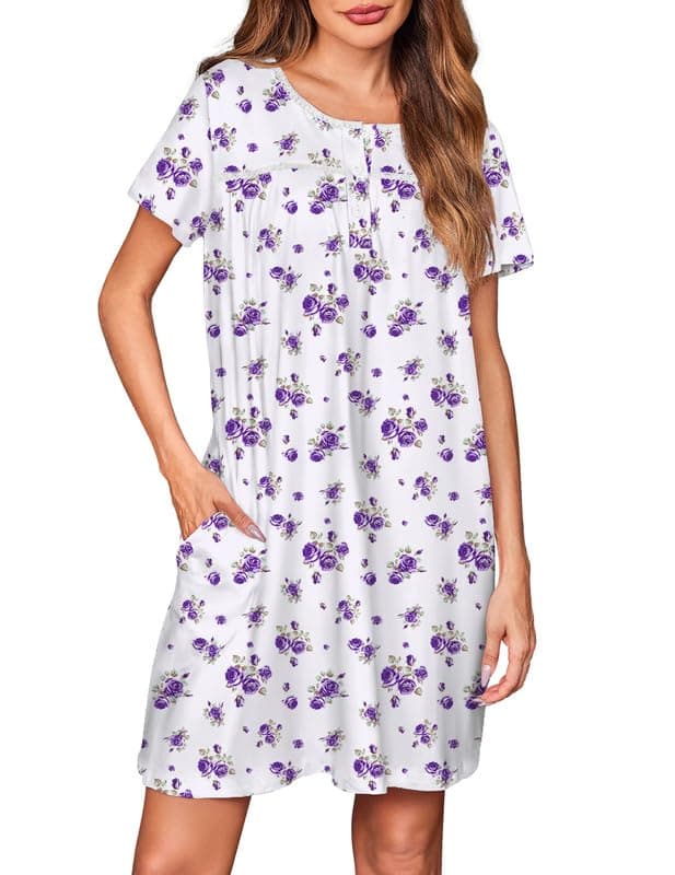 Soft Ekouaer Women's Short Sleeve Nightgown - S-2XL