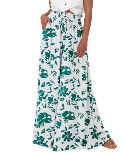 BTFBM Women's Summer Floral Wide Leg Palazzo Pants with Pocket
