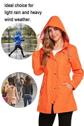 ZHENWEI Women's Lightweight Hooded Waterproof Outdoor Rain Jacket S-XXL