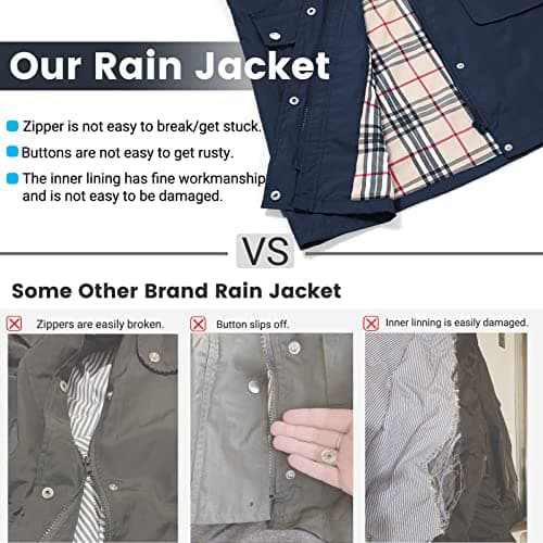 Adiwiid Women's Lightweight Waterproof Rain Jacket with Hood