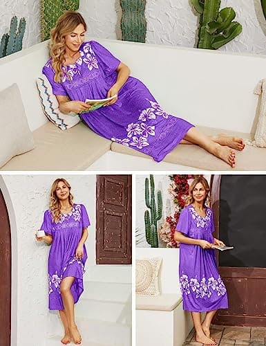 Bloggerlove Hawaiian Muumuu Dress with Pockets for Women
