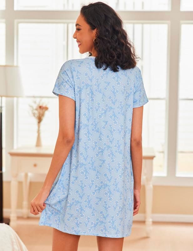 Soft Ekouaer Women's Short Sleeve Nightgown - S-2XL