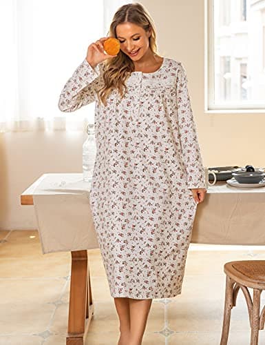 Bloggerlove Soft Cotton Floral Nightgowns for Women