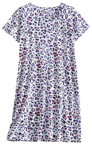 PNAEONG Women's Cotton Short Sleeve Nightgown Casual Print Sleepdress