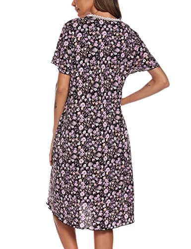 COSUNIONY Women's Soft Cotton Nightgown with Pockets
