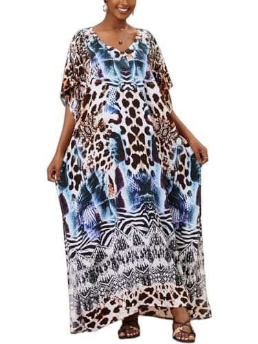 IMAGEKOPE Plus Size Vneck Batwing Dress for Women Bathing Suit Cover up Moroccan Caftan Dresses