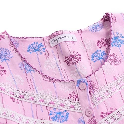 Soft Cotton Comfortable Women's Long-Sleeve Nightgowns by Keyocean