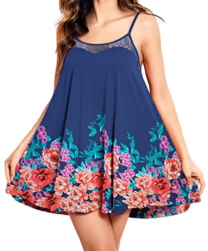EkouaerSexyLingerieLaceChemiseSleevelessCamisoleNightgown