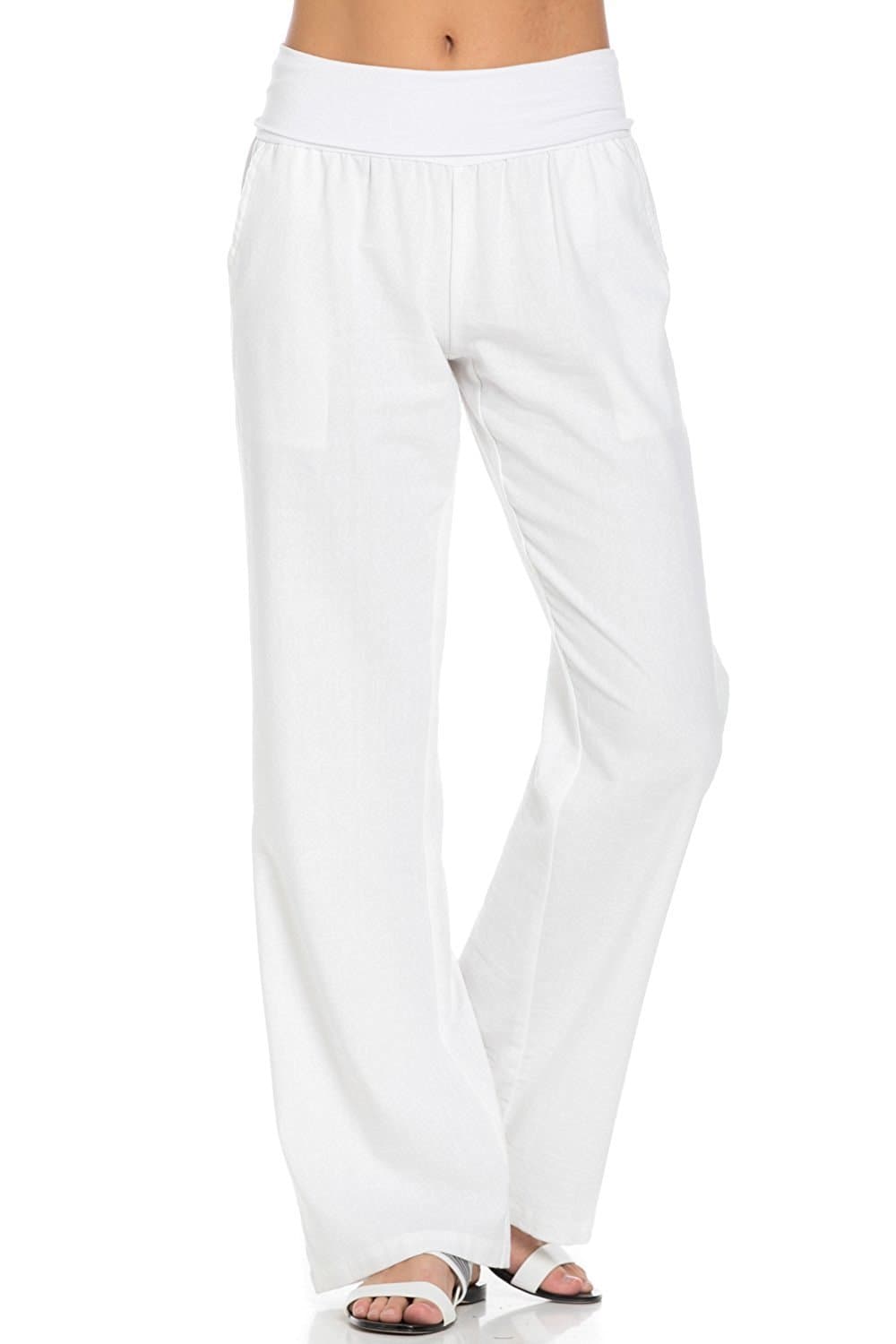 Poplooks Women's Comfy Linen Pants