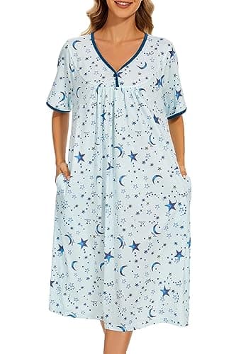 Soft Cotton Nightgowns for Women with Pockets
