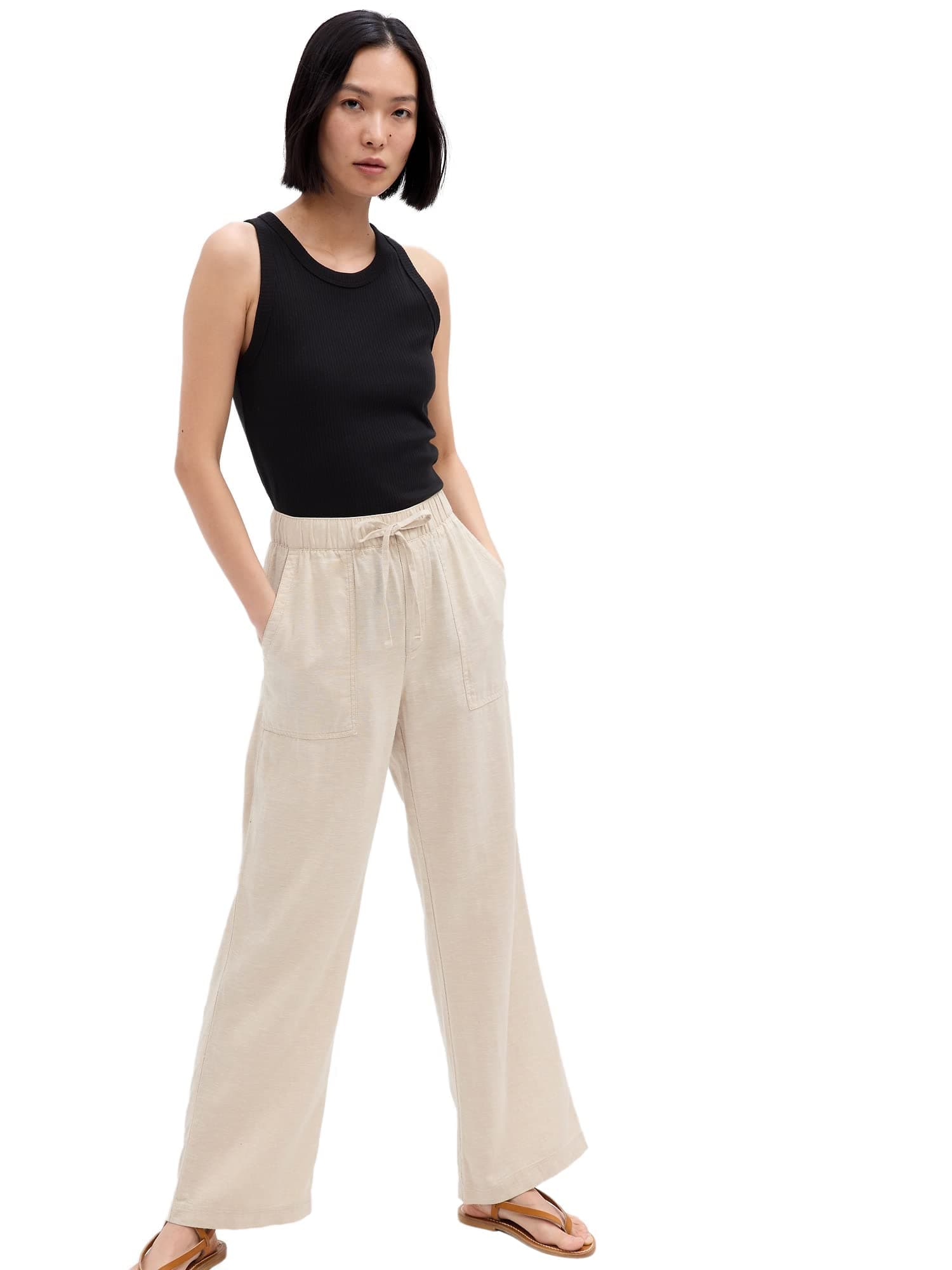 GAP Women's Wide Leg Linen Pants