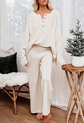 Viottiset Women's 2 Piece Sweatsuit Wide Leg Pants Loungeewear