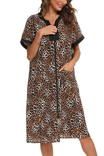 Women's House Dresses with Zipper Front, Lightweight Duster Robe