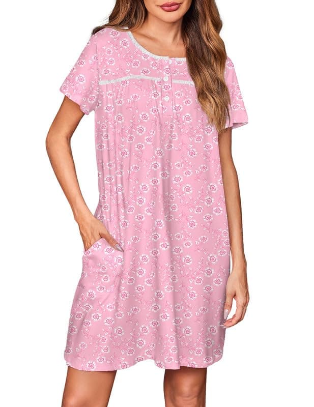 Soft Ekouaer Women's Short Sleeve Nightgown - S-2XL