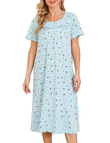 Bloggerlove Women's Soft Cotton Floral Sleepwear Nightgowns