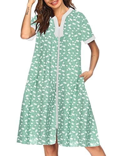 Ekouaer Women's Zipper Front Duster Robe with Pockets