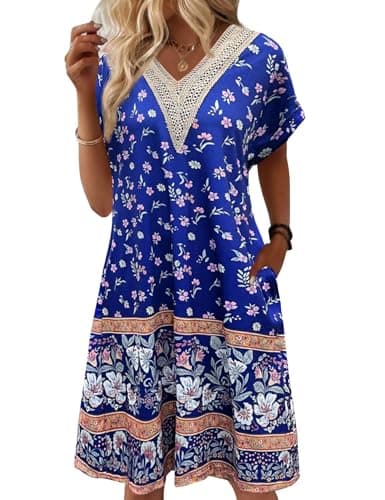 Bloggerlove Womens Cotton Nightgown House Dress with Pockets Moo Moo Nightgown Lace V Neck Mumu Short Sleeve Lounge Dress
| Bloggerlove Women's Comfortable Cotton Nightgown with Pockets Moo Moo Nightgown Lace V Neck Mumu Short Sleeve Lounge Dress
|