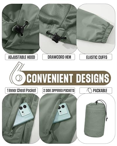 33,000ft Men's Lightweight Waterproof Raincoat with Hood for Outdoor Hiking and Travel
