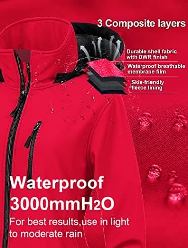 CREATMO Women's Lightweight Waterproof Softshell Jacket Fleece Lined Windbreaker