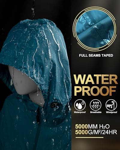 Women's 33,000ft Waterproof Long Rain Coat with Hood Windbreaker