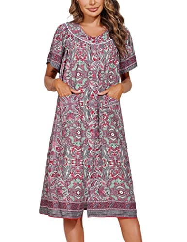 Refined title: Ekouaer Women's Short Sleeve Floral House Dress