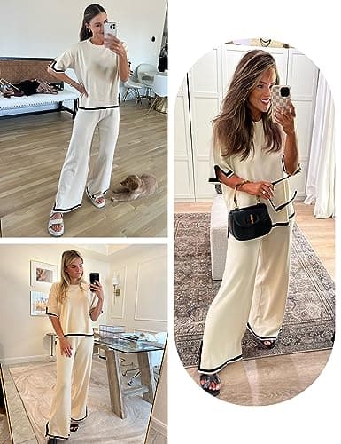 Athlisan Women's Knit Sweater Sets with Wide Leg Pants