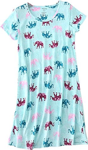 PNAEONG Women's Cotton Short Sleeve Nightgown Casual Print Sleepdress