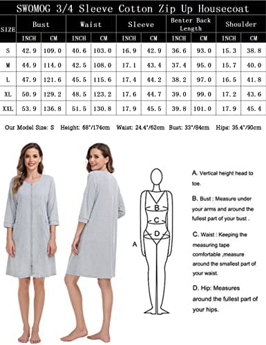 SWOMOG Women's Zip-Up Robe